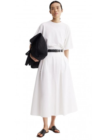 Wide Poplin Skirt White