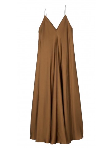Tan Silk Strap Dress