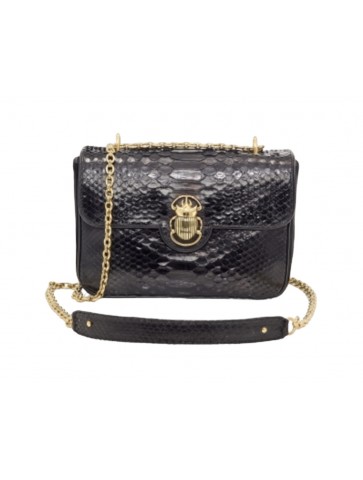 Ava Medium Black Python Bag...