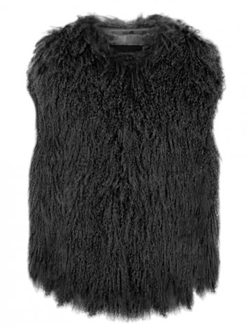 Black Mongolian Shearling Vest