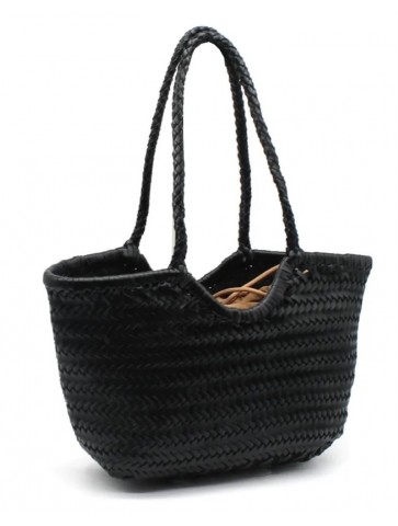 Panier en cuir noir